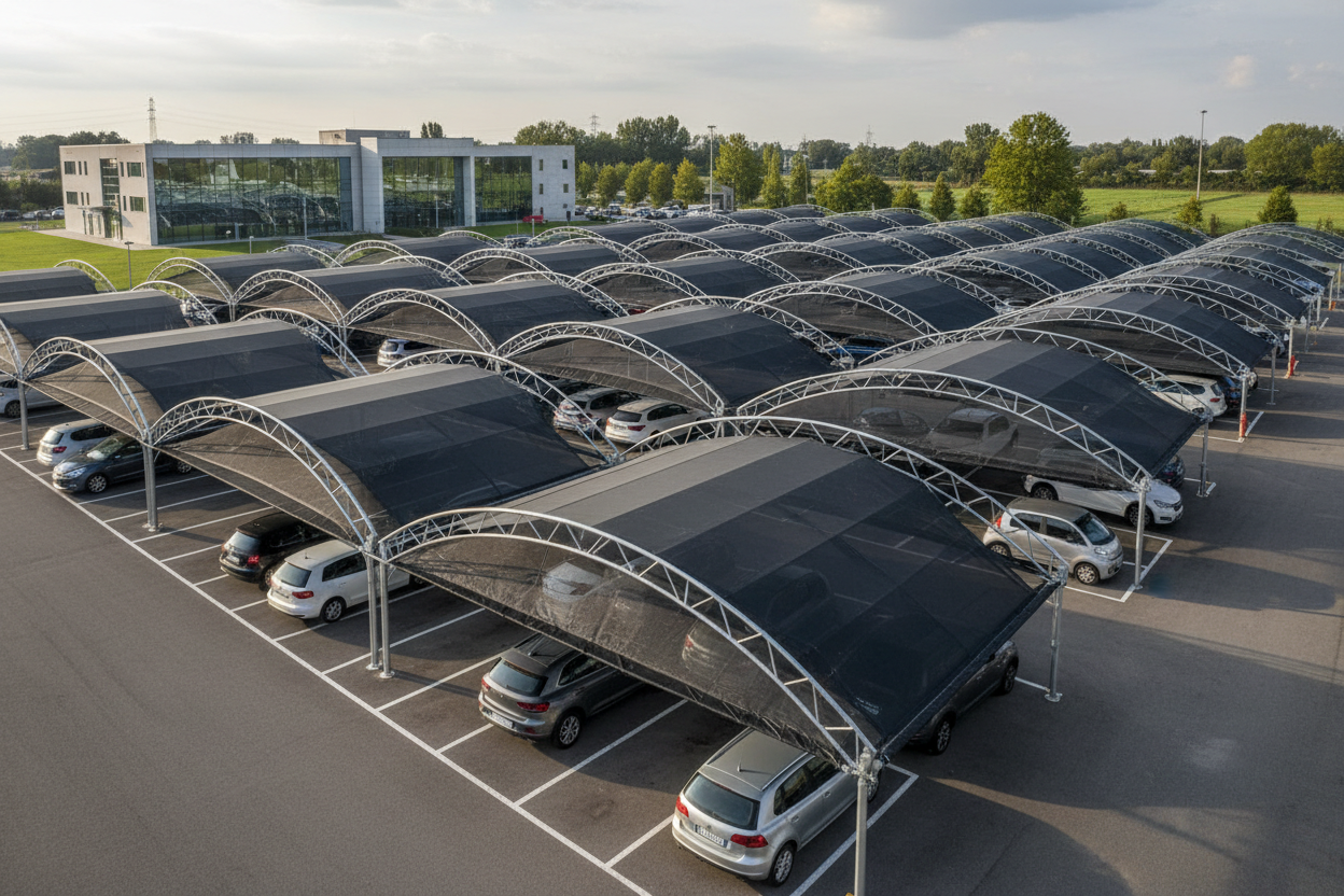 Vista parcheggio con pensiline
